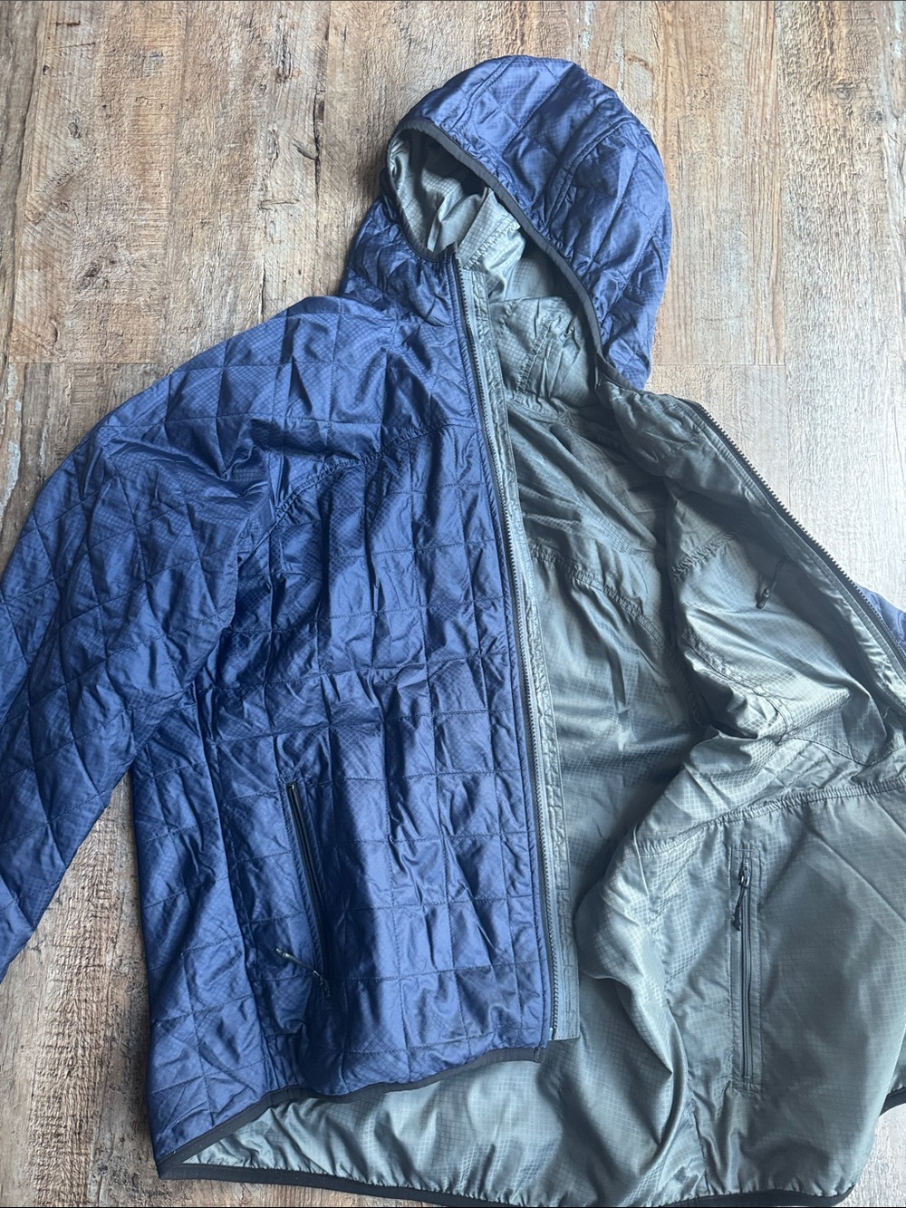 Beyond Clothing Alpha Lochi - Blue/Gray Reversible Puff Jacket